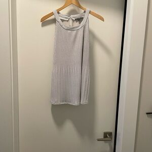 Adrianna Papell White Ribbed Sleeveless Tank Top